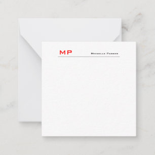 Carte De Correspondance Monogramme blanc rouge professionnel minimaliste