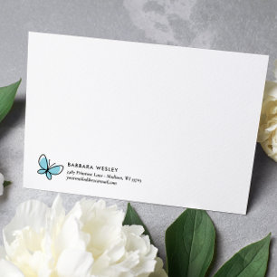 CARTE DE CORRESPONDANCE MONOGRAMME BLEU DOODLE BLANC