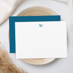 Carte De Correspondance Monogramme bleu minimaliste