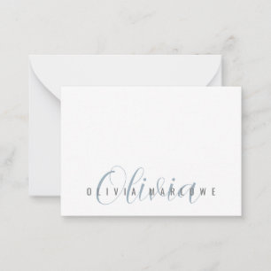 Carte De Correspondance Monogramme bleu minimaliste moderne