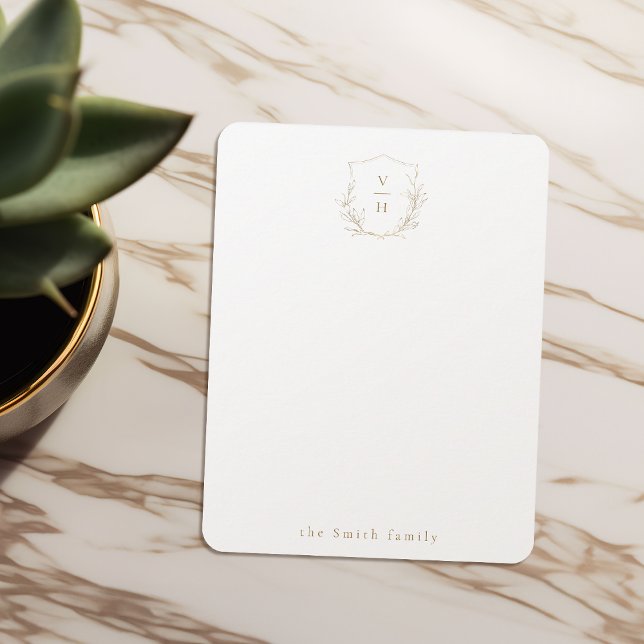 Carte De Correspondance Monogramme botanique d'or papier à lettres personn (Gold botanical monogram personalized Stationery Note Card)
