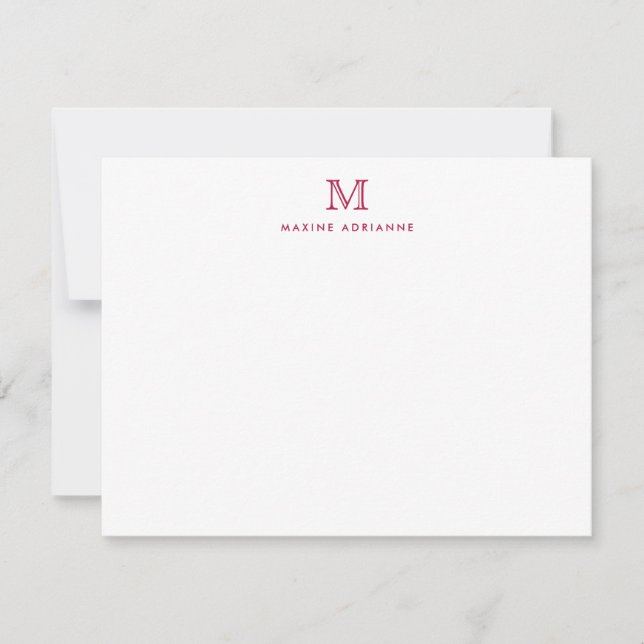 Carte De Correspondance Monogramme Bourgogne Rouge Simple Classique Élégan (Devant)