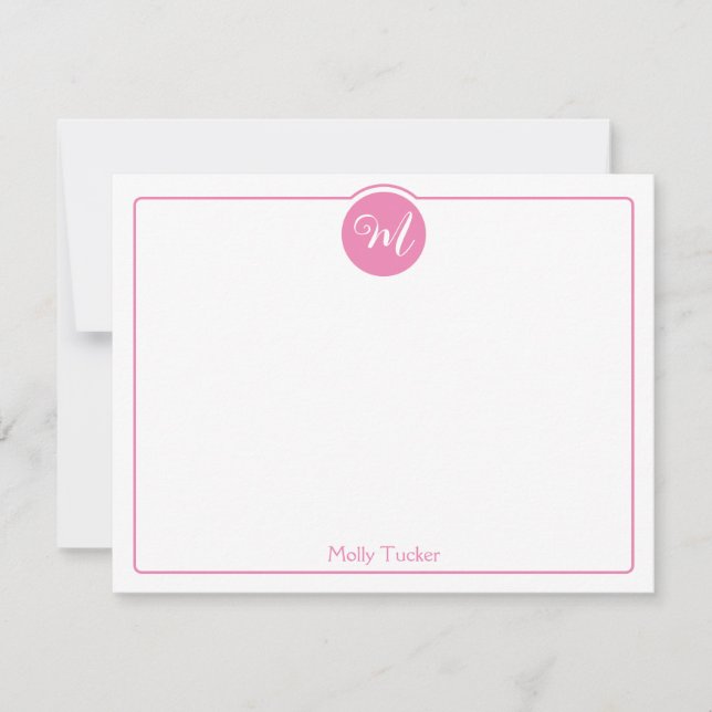 Carte De Correspondance Monogramme Cercle Écriture Tendance Féminin (Devant)