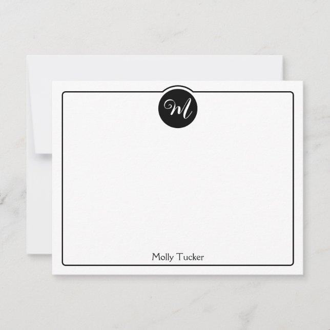 Carte De Correspondance Monogramme Cercle Écriture Tendance Féminin (Devant)
