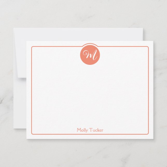 Carte De Correspondance Monogramme Cercle Écriture Tendance Féminin (Devant)