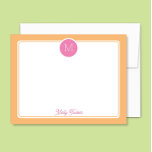 Carte De Correspondance Monogramme Cercle Prépa Rose et Orange Sherbet<br><div class="desc">Ce design féminin présente une bordure simple avec un cercle en haut contenant une initiale de monogramme et un espace pour un nom/texte en bas. Cliquez sur le bouton personnaliser si vous souhaitez ajuster les éléments de design et/ou modifier davantage le texte ! Des variations de ce design, des couleurs...</div>