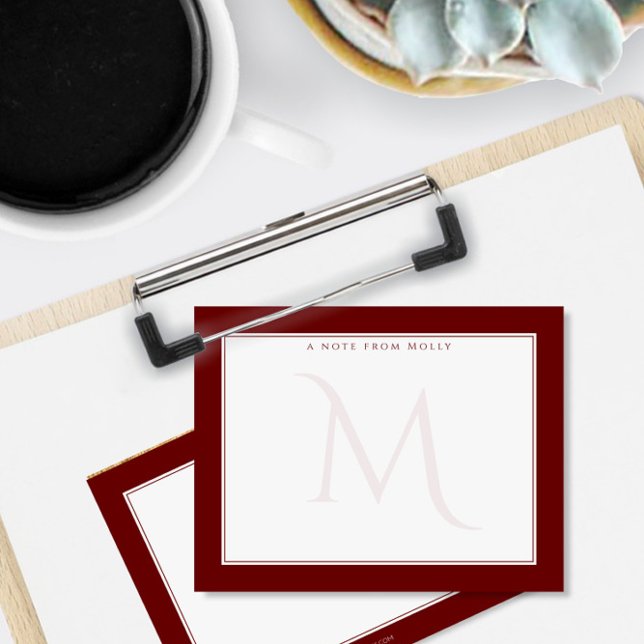 Carte De Correspondance Monogramme Chic Épassi Rouge Foncé Personnel Profe (Créateur téléchargé)