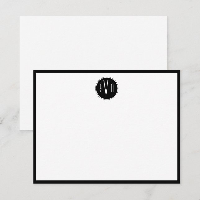 Carte De Correspondance Monogramme circulaire personnalisé (Devant / Derrière)