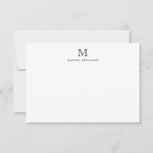 Carte De Correspondance Monogramme classique élégant Noir simple (Devant)