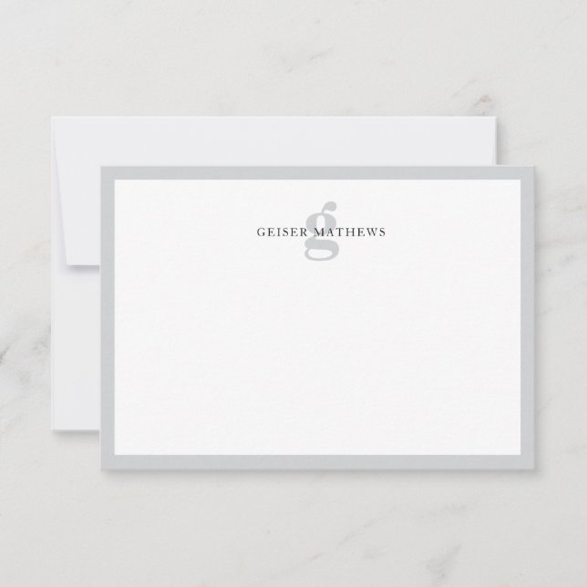 Carte De Correspondance Monogramme classique moderne typographique gris do (Devant)