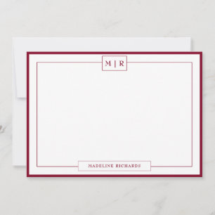 Carte De Correspondance Monogramme classique Papeterie frontière Bourgogne