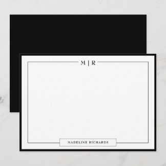 Carte De Correspondance Monogramme classique Papeterie frontière noire