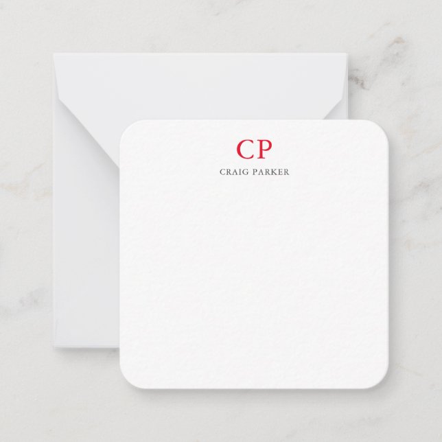 Carte De Correspondance Monogramme classique Professionnel Rouge blanc cla (Devant)