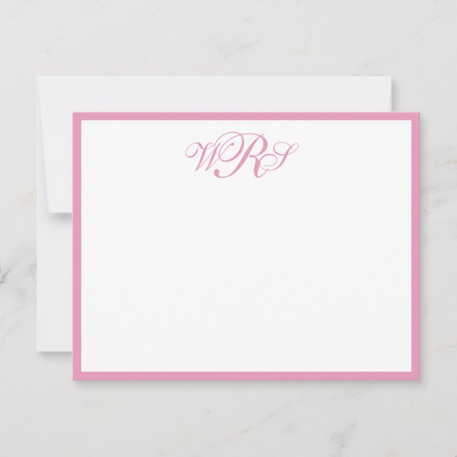 Carte De Correspondance Monogramme classique rose (Devant)