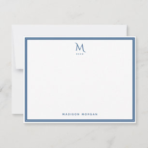 Carte De Correspondance Monogramme de base Bordure bleue marine Personnali