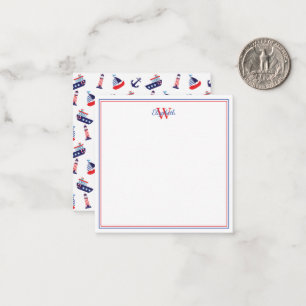 Carte De Correspondance Monogramme de bateaux à voile nautiques Preppy