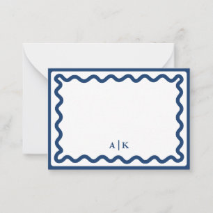 Carte De Correspondance Monogramme de bordure bleu marine minimaliste