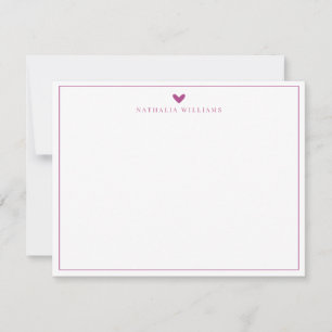 Carte De Correspondance Monogramme de bordure de coeur violet pourpre de s