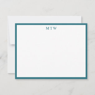 Carte De Correspondance Monogramme de bordure Turquoise minimaliste Gras