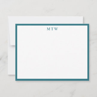 Carte De Correspondance Monogramme de bordure Turquoise minimaliste Gras