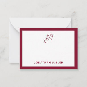 Carte De Correspondance Monogramme de Bourgogne minimaliste moderne