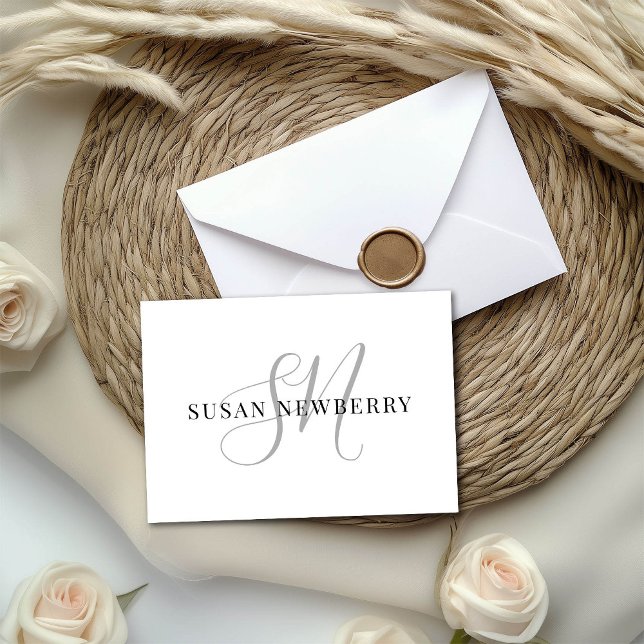 Carte De Correspondance Monogramme de calligraphie simple avec nom (Créateur téléchargé)