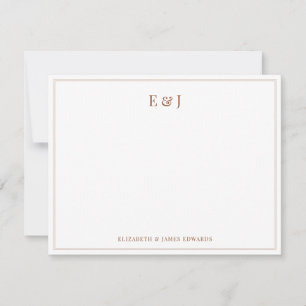 Carte De Correspondance Monogramme de couple élégant à double bordure en t