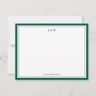 Carte De Correspondance Monogramme de couple personnalisé classique vert