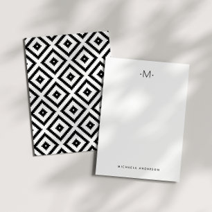 Carte De Correspondance Monogramme de diamants géométriques modernes et él