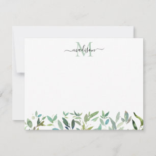 Carte De Correspondance Monogramme de feuillage végétal Eucalyptus
