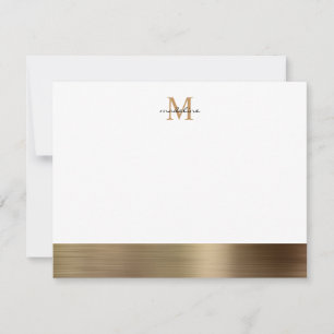 Carte De Correspondance Monogramme de fille en or métal brossé Glam