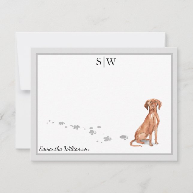 Carte De Correspondance Monogramme de frontière gris chien Vizsla Personna (Devant)