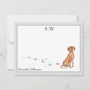 Carte De Correspondance Monogramme de frontière gris chien Vizsla Personna