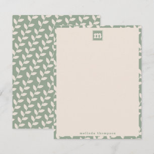 Carte De Correspondance Monogramme de Motif de feuille rétro les années 70