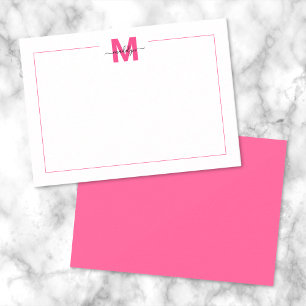 Carte De Correspondance Monogramme de nom de bordure minimaliste écriture