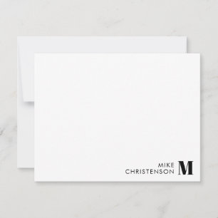 Carte De Correspondance Monogramme de nom de typographie noire minimaliste