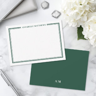 Carte De Correspondance Monogramme de nom minimaliste vert émeraude