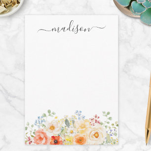 Carte De Correspondance Monogramme de nom personnalisé Floral Ensoleillé A