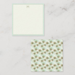 Carte De Correspondance Monogramme de palmiers tropicaux Aqua et Cream
