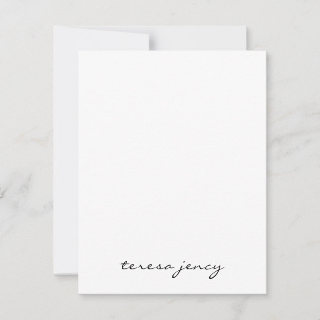 Carte De Correspondance Monogramme de script blanc | Design moderne minima (Devant)