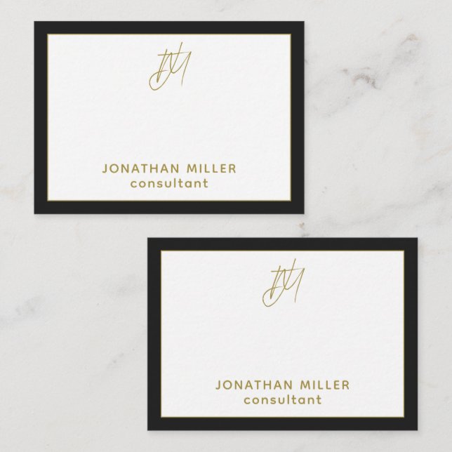 Carte De Correspondance Monogramme de script moderne Nom et titre (Devant / Derrière)