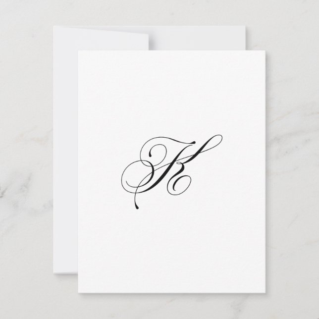 Carte De Correspondance Monogramme de script personnalisé "K" (Devant)