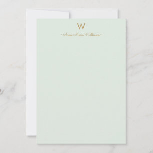 Carte De Correspondance Monogramme de style moderne vert sauge or