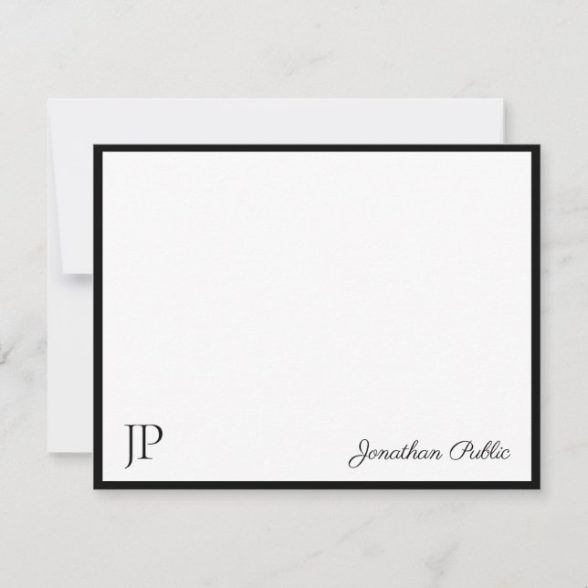 Carte De Correspondance Monogramme de texte de script manuscrit classique  (Devant)