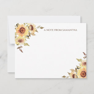 Carte De Correspondance Monogramme de tournesol rustique aquarelle