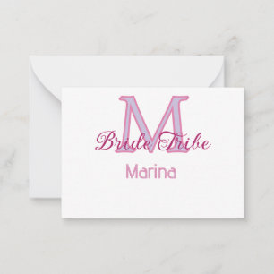 Carte De Correspondance Monogramme de tribu de mariée simple mini rouge po