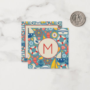 Carte De Correspondance Monogramme de vie marine mignonne