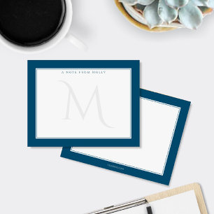 Carte De Correspondance Monogramme délavé à bordures grasses Bleu marine o