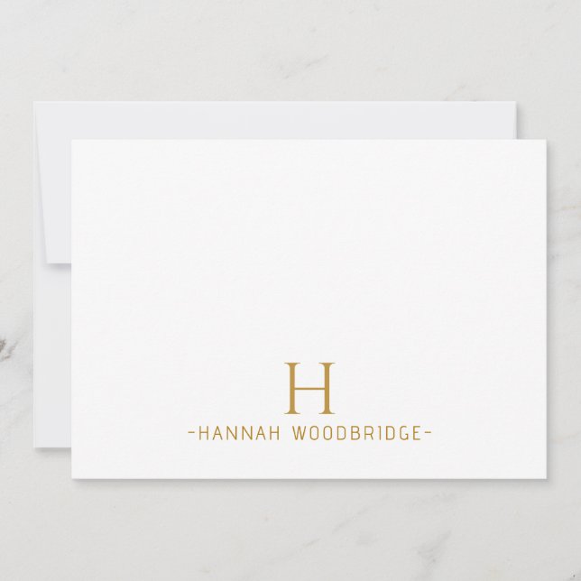 Carte De Correspondance Monogramme d'or moderne minimaliste simple (Devant)