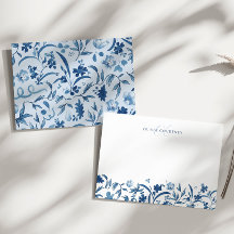 Monogramme Élégant Aquarelle Floral Bleu
